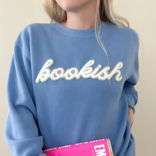 Bookish Patch Sweatshirt - Light Blue
