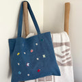 Denim Embroidered Book Tote