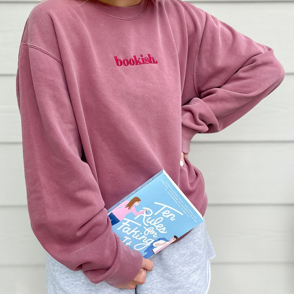 Bookish. Embroidered Sweatshirt - Maroon