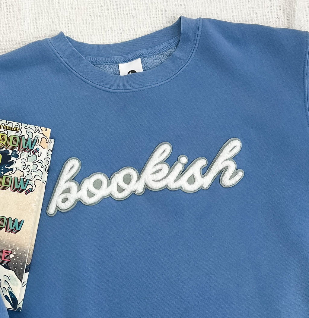Bookish Patch Sweatshirt - Light Blue