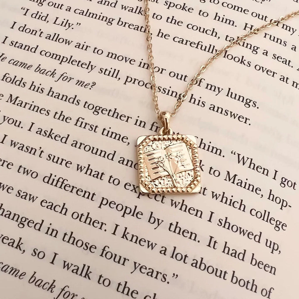 Floral Book Necklace