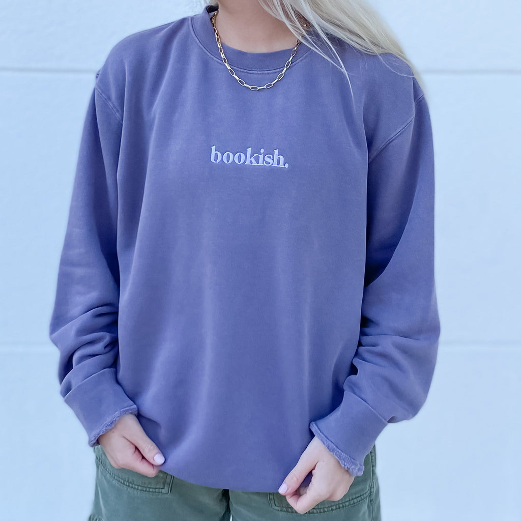 Bookish. Embroidered Sweatshirt - Plum