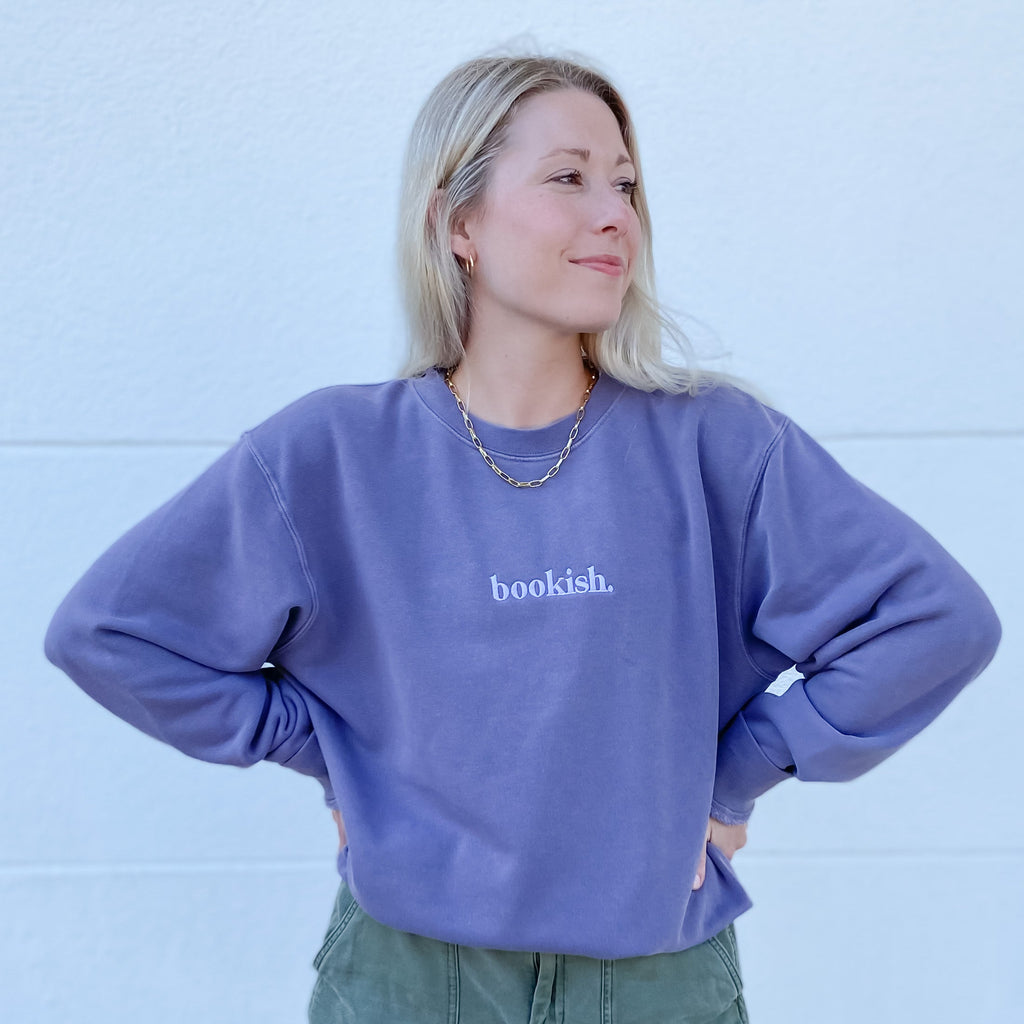 Bookish. Embroidered Sweatshirt - Plum