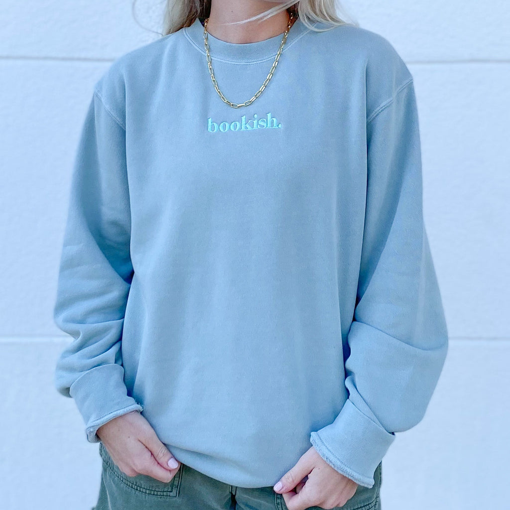 Bookish. Embroidered Sweatshirt - Sage